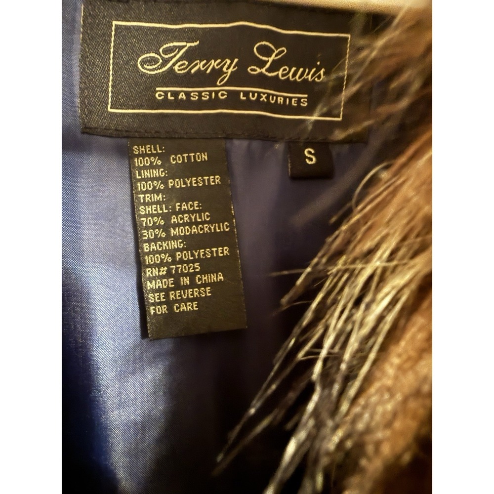 Vintage 80s Terry Lewis Denim Faux Trim Button Up Womens Blazer Jacket Size S - Picture 10 of 11